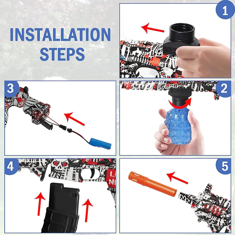 Gel Gun Toys for Children Adults Blaster Automatic Splatter Ball Gun Water Beads Dual Shooting Modes Splat Gun Gifts Boys Girls