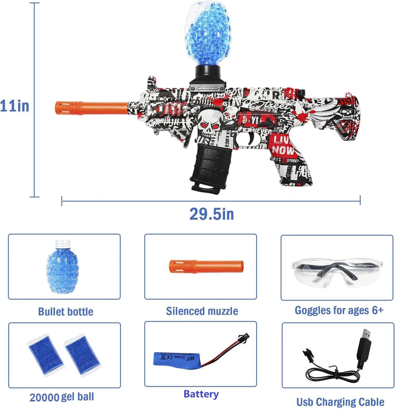 Gel Gun Toys for Children Adults Blaster Automatic Splatter Ball Gun Water Beads Dual Shooting Modes Splat Gun Gifts Boys Girls